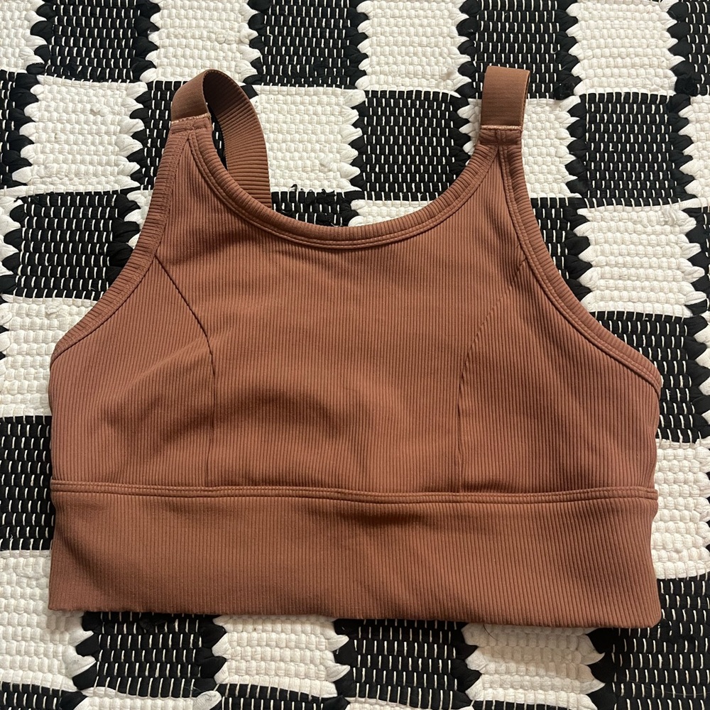 Aerie offline brown high neck ribbed sports bra